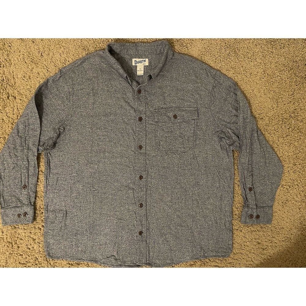 Duluth Trading Gray  Ridge Flannel Shirt Size 2XL Long Slv Gray Pockets Outdoors